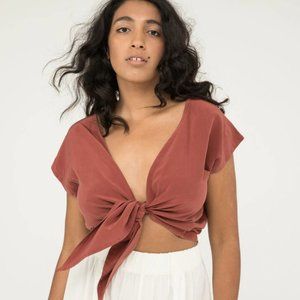 Elizabeth Suzann Maxine Crop in Silk Crepe Rust XL Never Worn
